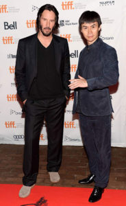 Keanu Reeves and Tiger Chen promoting "Man of Tai Chi"