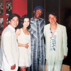 Stanley Tong, Michelle Yeoh, Samuel L. Jackson and Jackie Chan at the U.S. premiere of Police Story 3.