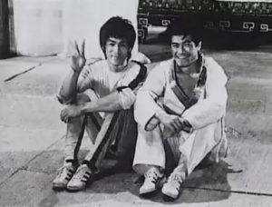 Bruce Lee and Ji Han-Jae on the set of Game of Death (1972). 